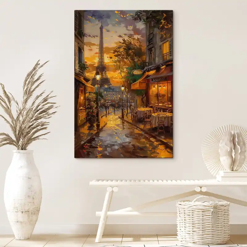 Pictură pe pânză Stradă în Paris, pictură în ulei efect Nr s45340 Noutate