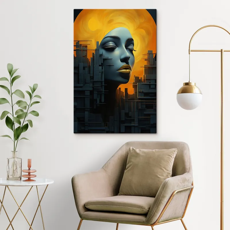Vezi acum Pictură pe pânză Oameni, fata fata lui oraș pe un fundal abstract Nr s45342