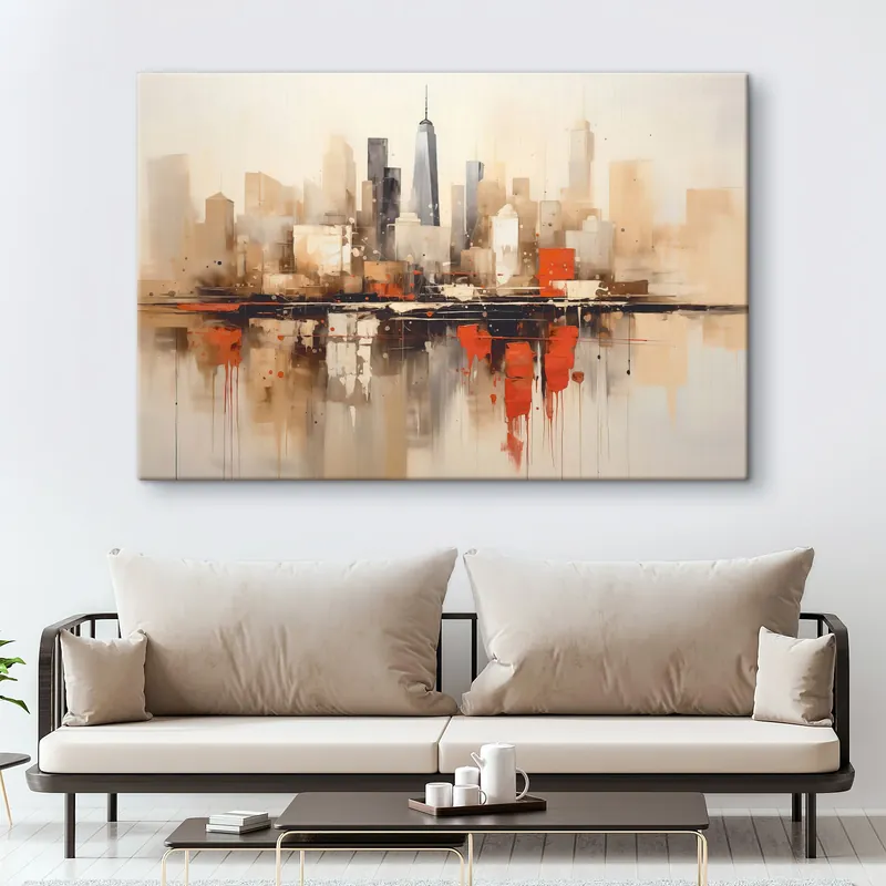 Pictură pe pânză Peisaj urban abstract Nr s45368 Disponibil imediat