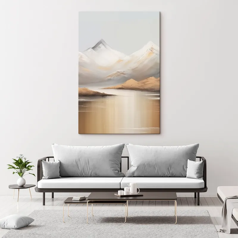 Pictură pe pânză Lac de munte sub vârfuri înzăpezite Nr s45466 Premium