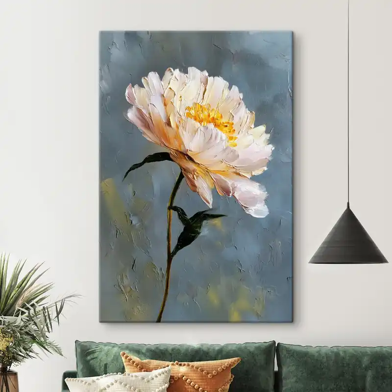 Pictură pe pânză Floare abstractă compoziție în tonuri de albastru și gri Nr s45542 Cel mai bun preț