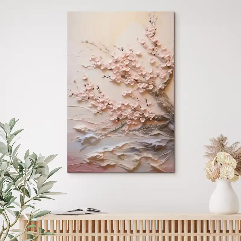 Pictură pe pânză Compoziție în relief de sakura în tonuri pastelate Nr s45544 Cel mai bun preț