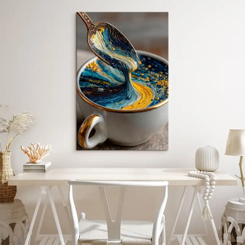 Ofertă specială Pictură pe pânză Compoziție abstractă culori amestecate într-o ceașcă în stilul Van Gogh Nr s45545