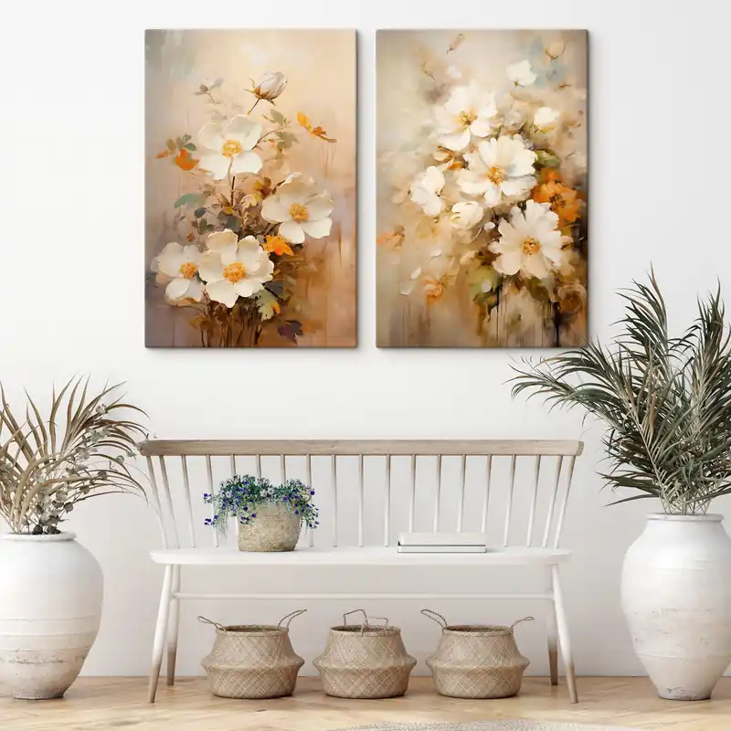 Pictură pe pânză Flori sălbatice compoziție decorativă cu vopsele încețoșate Nr m00635 Plată securizată
