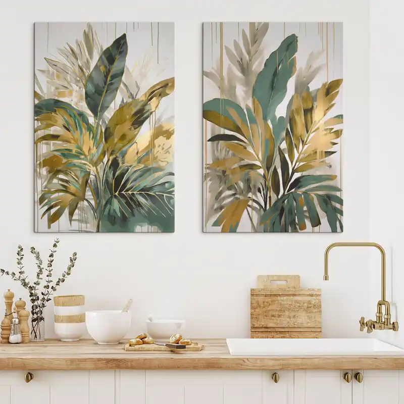 Cel mai bun preț Pictură pe pânză Abstract frunze tropicale Nr m00671