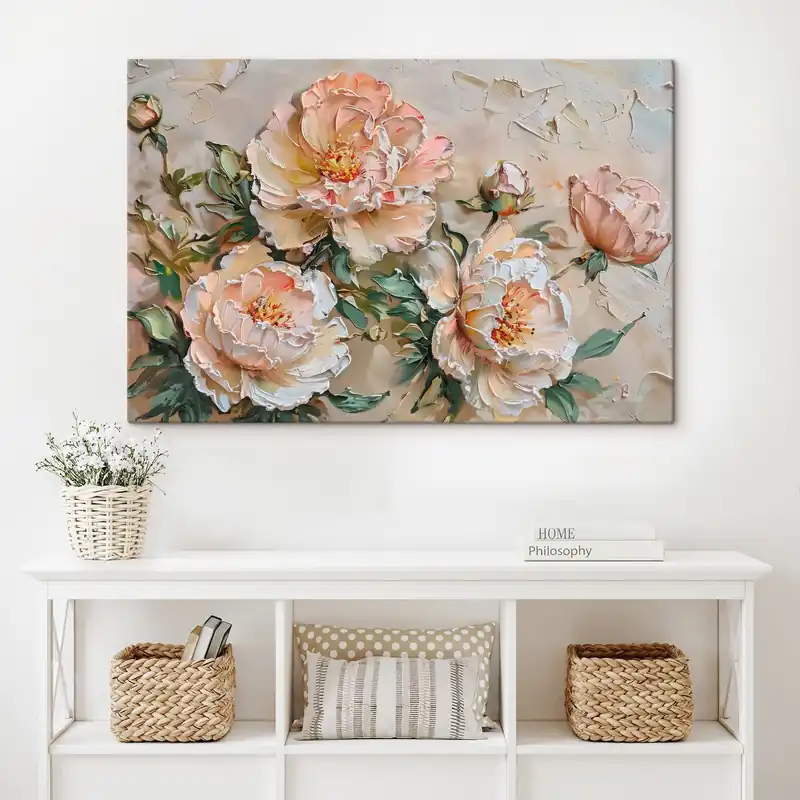 Pictură pe pânză Peony impasto imitație Nr s45447 Ofertă specială