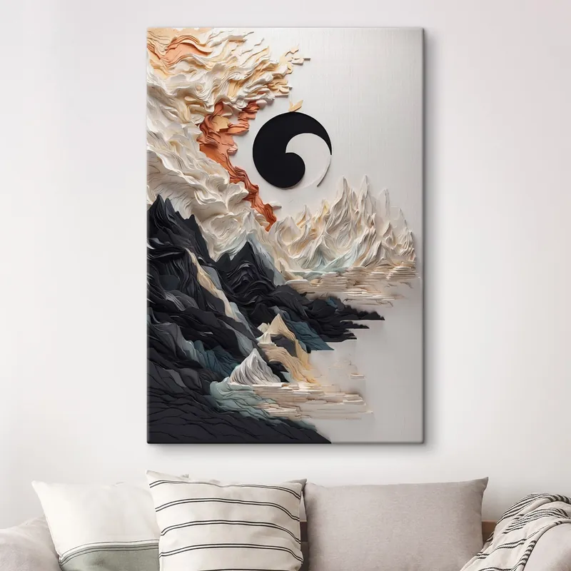 Preț mic Pictură pe pânză Peisaj abstract cu munți într-un stil de hârtie Nr s45482
