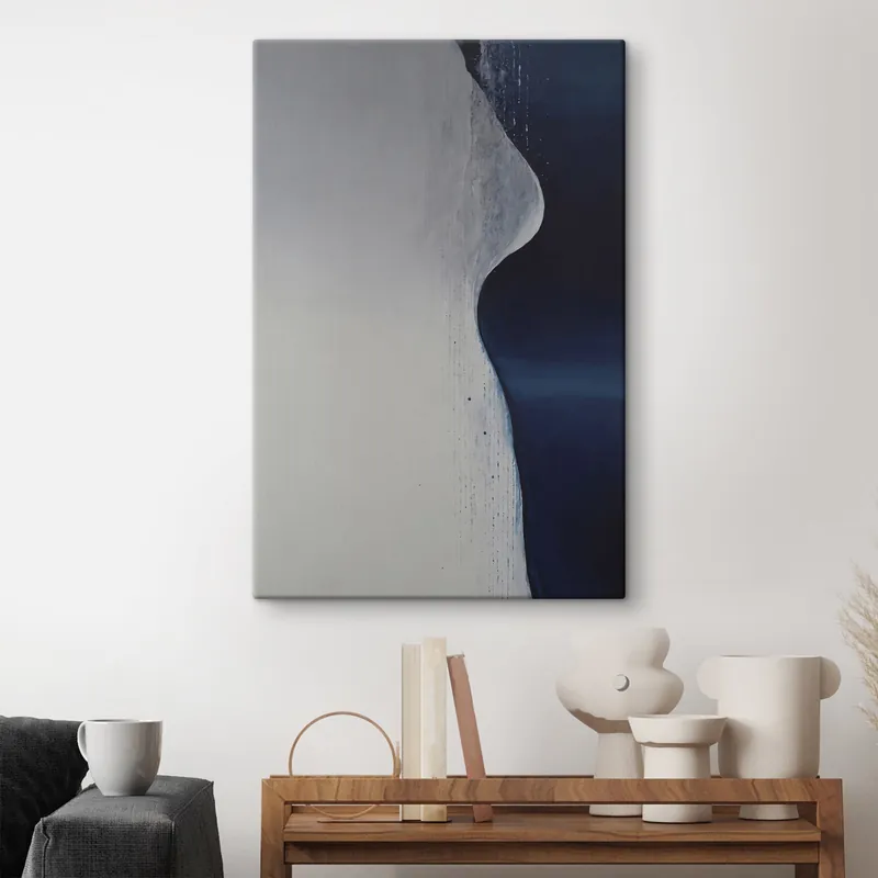 Pictură pe pânză Pictură abstractă în nuanțe de alb, albastru și albastru închis Nr s45493 Plată sigură
