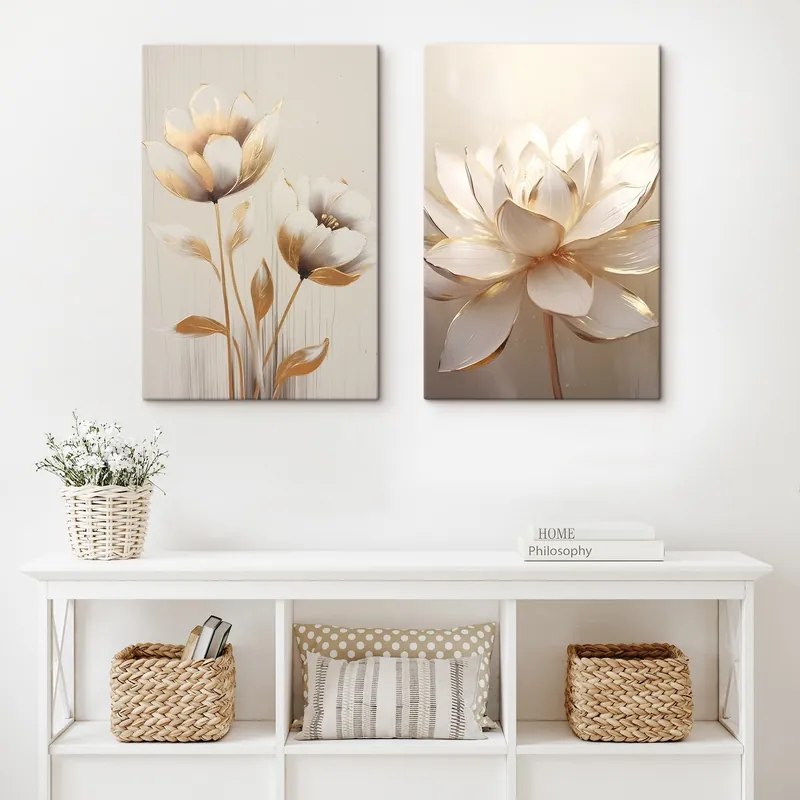 Pictură pe pânză Floare duo și lotus Nr m00682 Plată sigură