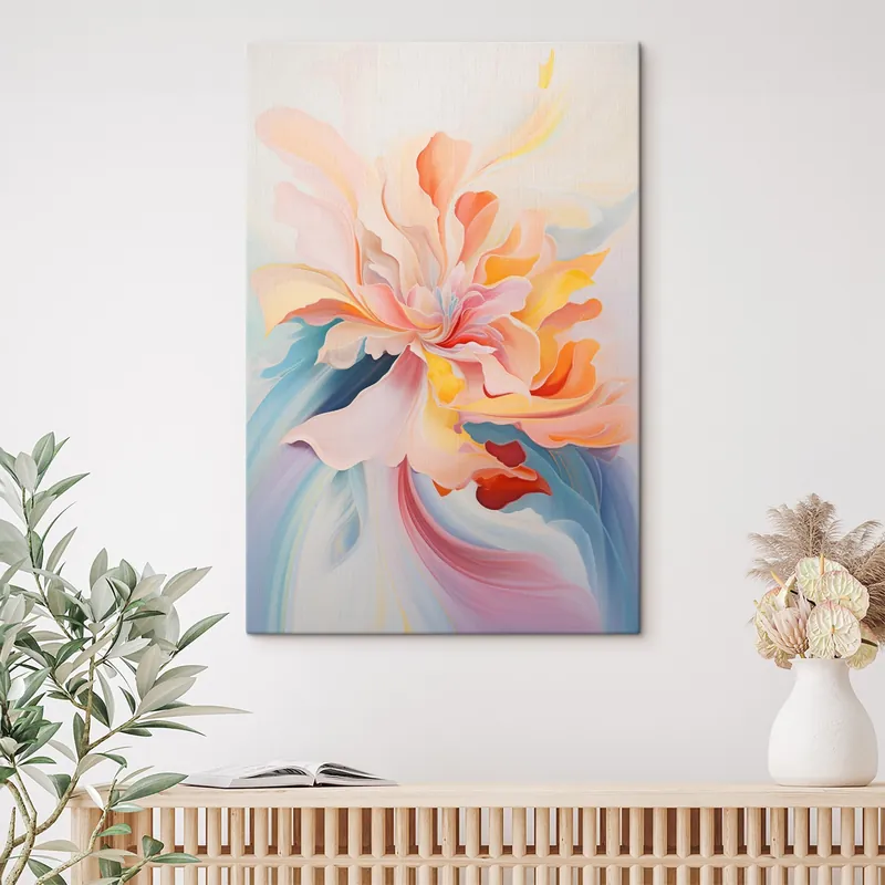 Pictură pe pânză Floare abstractă în tonuri pastelate Nr s45640 Reduceri