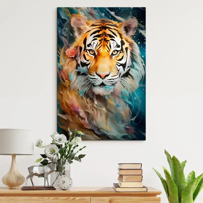Disponibil imediat Pictură pe pânză Portret de tigru în stil fantasy Nr s45645