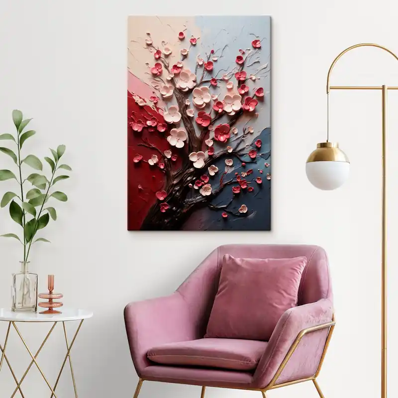 Promoție Pictură pe pânză Volumetric sakura în stil de pictură texturată Nr s45650