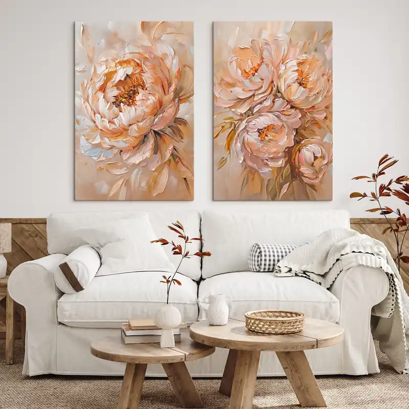 Pictură pe pânză Bujori abstracți delicați Nr m00673 Preferatul clienților
