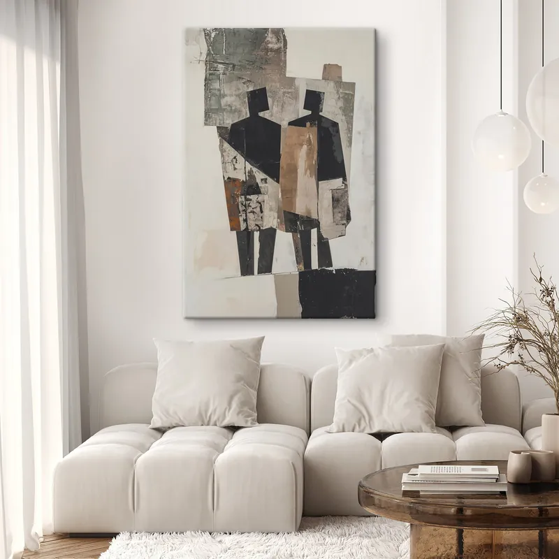 Pictură pe pânză Abstracție modernă cu siluete Nr s45755 Reducere