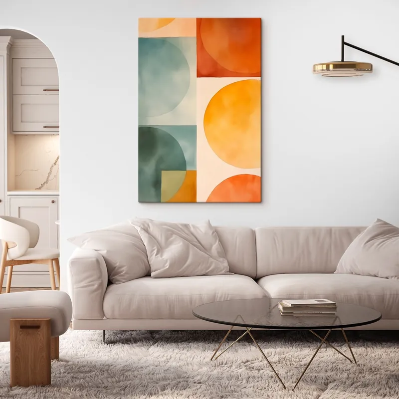 Pictură pe pânză Cercuri geometrice abstracte Nr s45792 Ieftin
