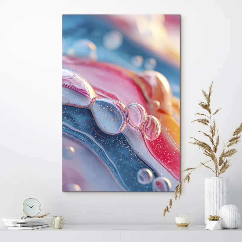 Reducere extra Pictură pe pânză valuri multicolore cu bule Nr s45705
