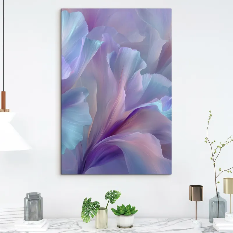 Ofertă de sezon Pictură pe pânză o floare delicată, de basm, cu petale în nuanțe de violet, albastru și roz Nr s45711