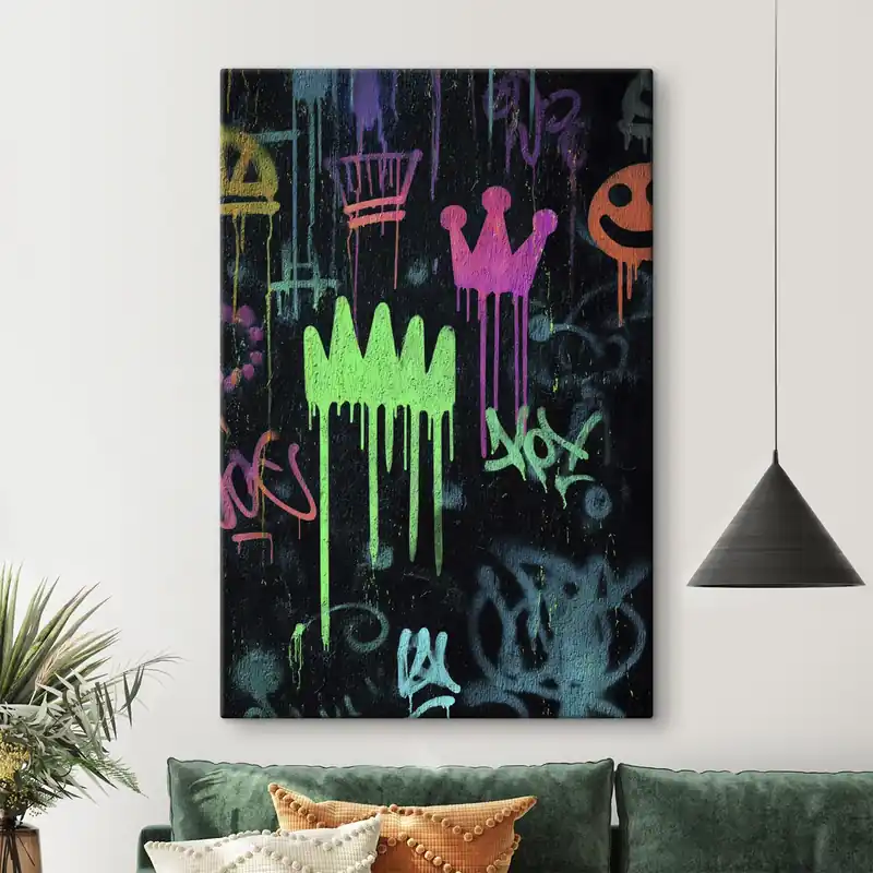 Livrare rapidă Pictură pe pânză graffiti strălucitor pe fundal întunecat Nr s45718