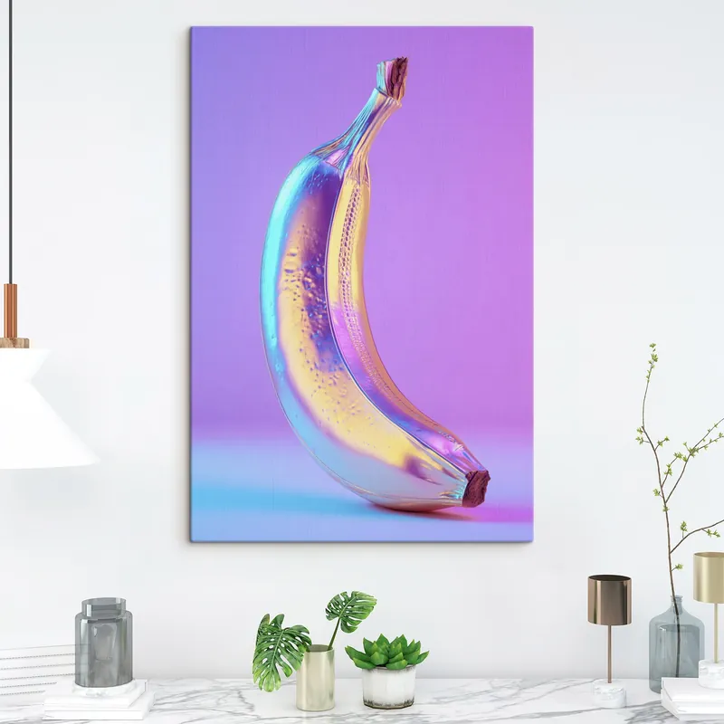 Pictură pe pânză banană strălucitoare și lucioasă în stil pop art Nr s45728 Cumpără acum