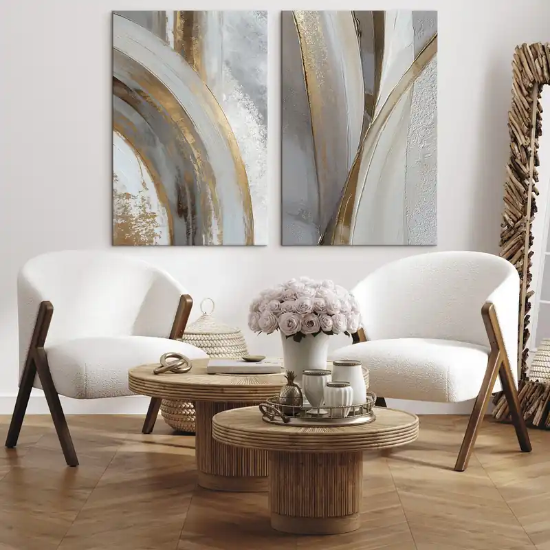 Cumpără acum Pictură pe pânză Arce abstracte gri și galbene într-un stil modern Nr m00749