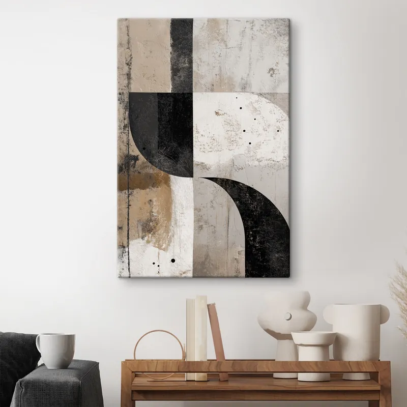 Pictură pe pânză Forme geometrice în tonuri de bej și negru Nr s45811 Chilipir