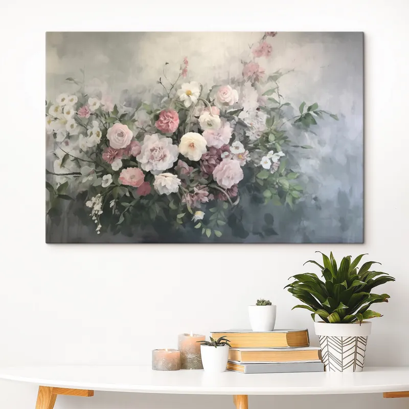 Bestseller Pictură pe pânză Un buchet romantic de flori roz și albe Nr s45817
