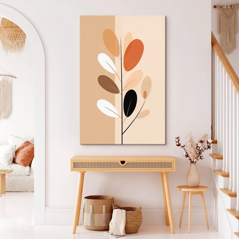 Pictură pe pânză Ramură minimalistă cu frunze Nr s45834 Lichidare de stoc