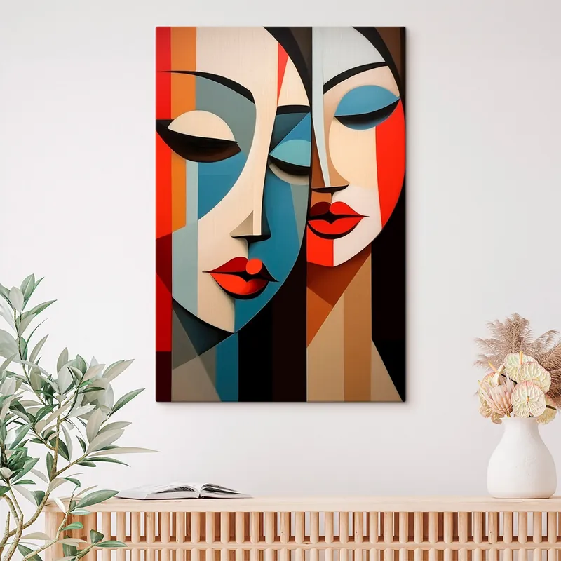 Reducere de preț Pictură pe pânză Portret geometric feminin Nr s45966