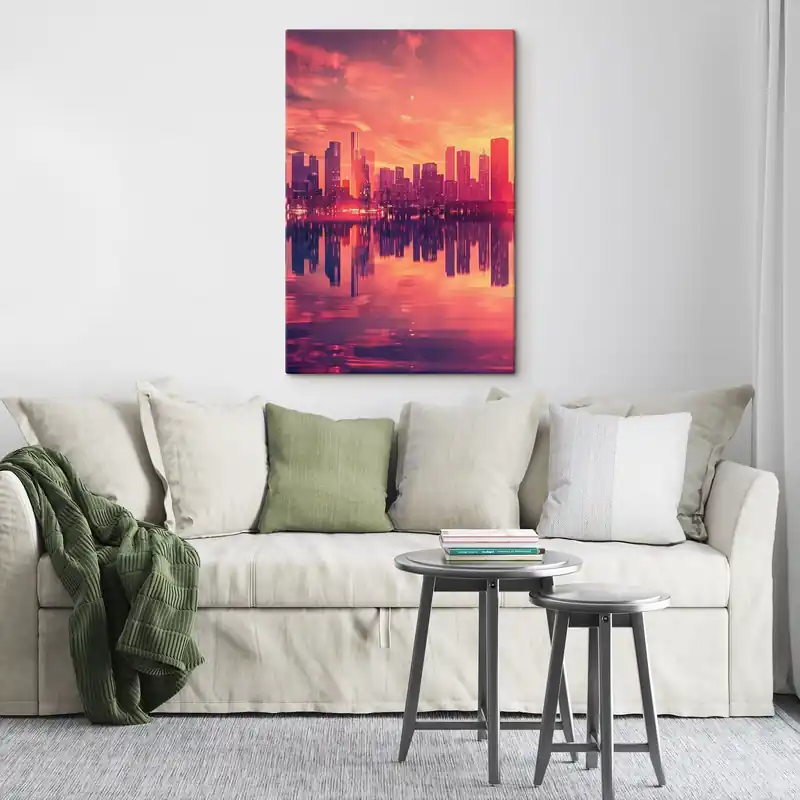 Pictură pe pânză Orașul la apusul soarelui Nr s45658 Disponibil imediat