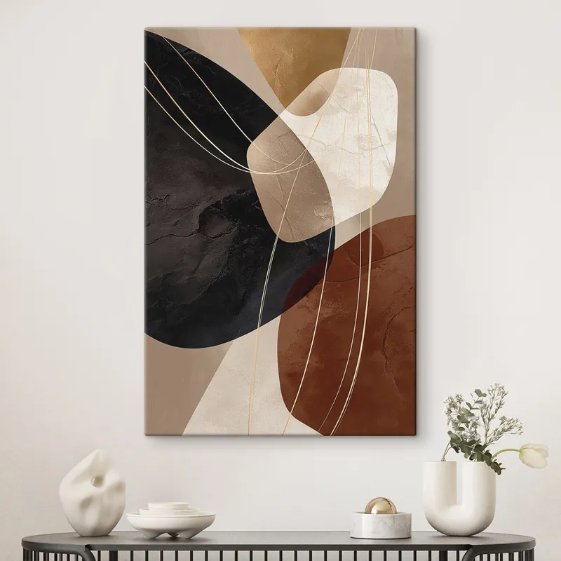 Popular Pictură pe pânză Forme geometrice într-o paletă caldă, linii fine Nr s45879