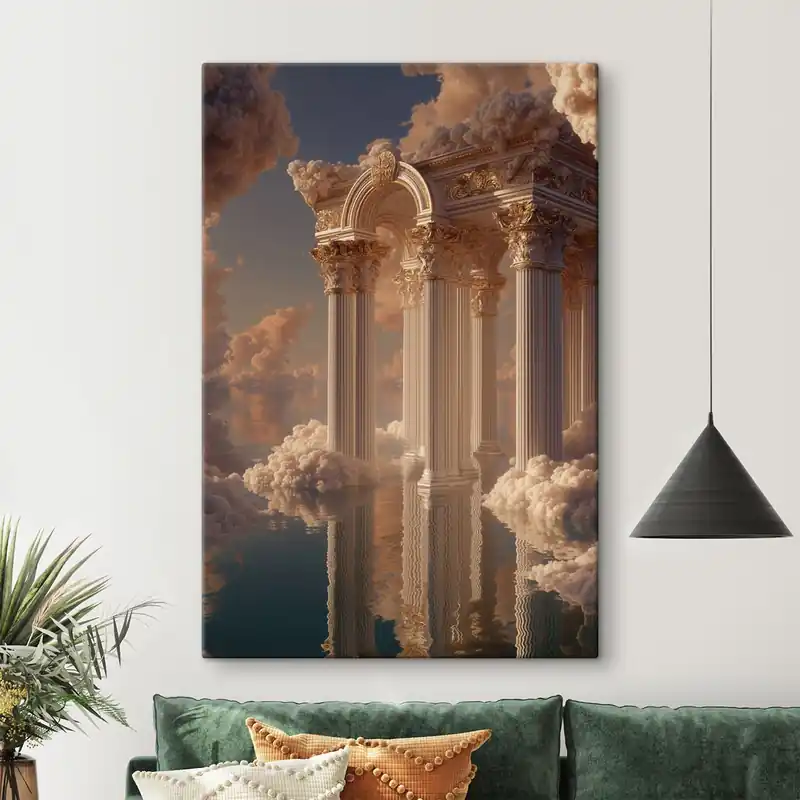 Discount Pictură pe pânză Coloane în nori, reflexii pe apă Nr s45881
