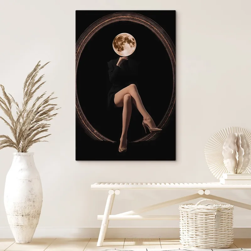 Premium Pictură pe pânză Siluetă cu luna în loc de față, minimalism Nr s45891