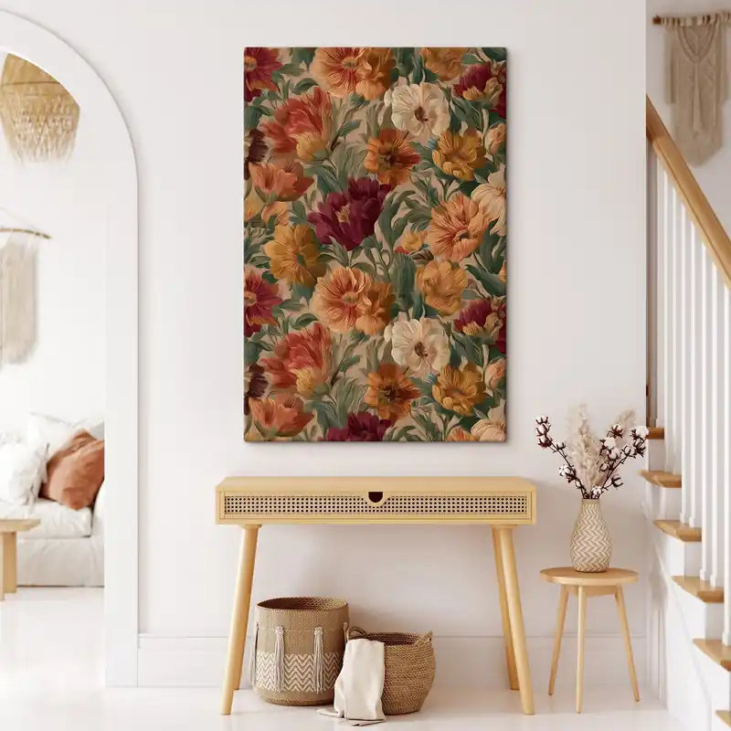 Mai ieftin Pictură pe pânză Model floral vintage într-o paletă caldă Nr s45896