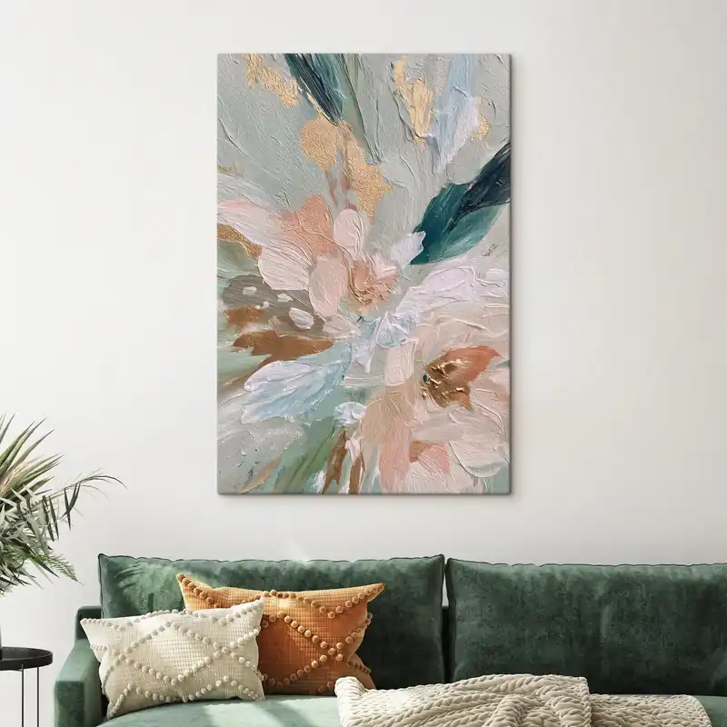 Reducere specială Pictură pe pânză Tușe florale pastelate cu pete galbene Nr s45899