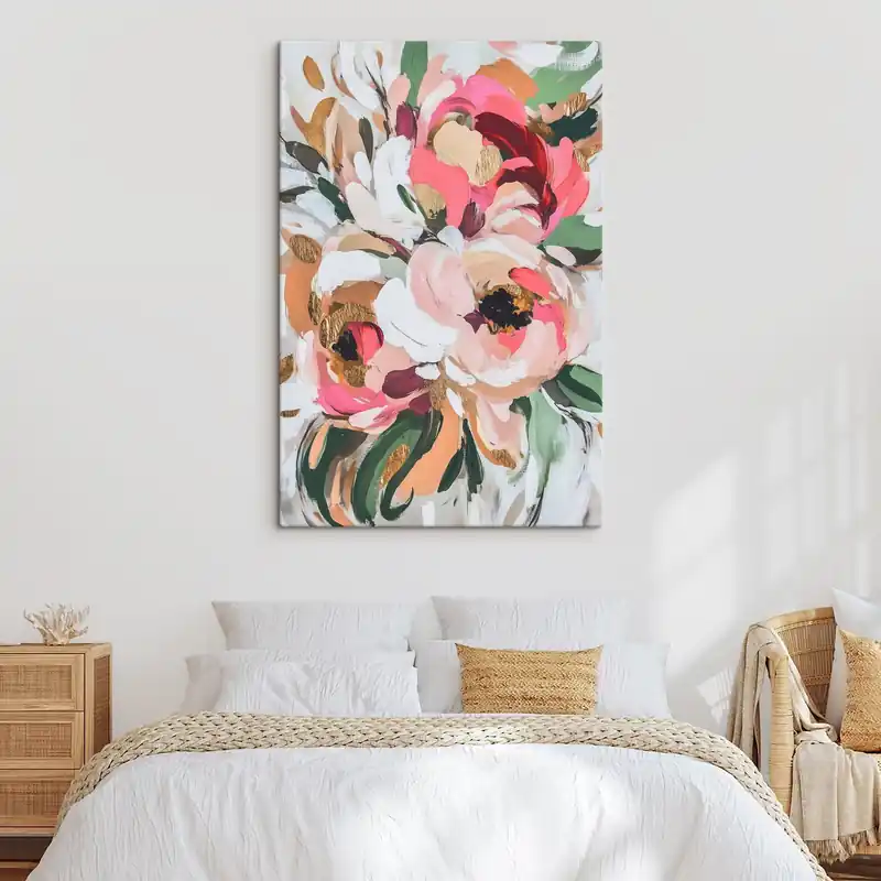 Pictură pe pânză Buchet abstract de flori Nr s45983 Expediere rapidă