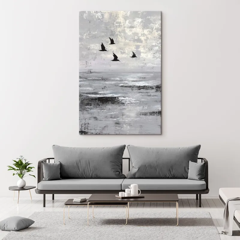 Pictură pe pânză Peisaj abstract cu păsări Nr s45988 Comandă acum