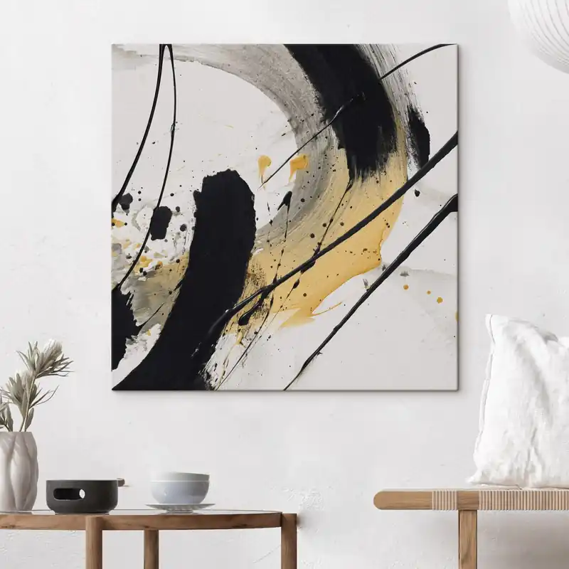 Premium Pictură pe pânză Expresie în stilul pictural negru și galben Nr s45847