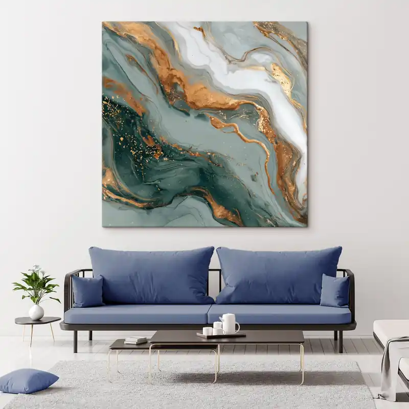 Disponibil imediat Pictură pe pânză Abstracție cu dungi verde închis și gri Nr s45858