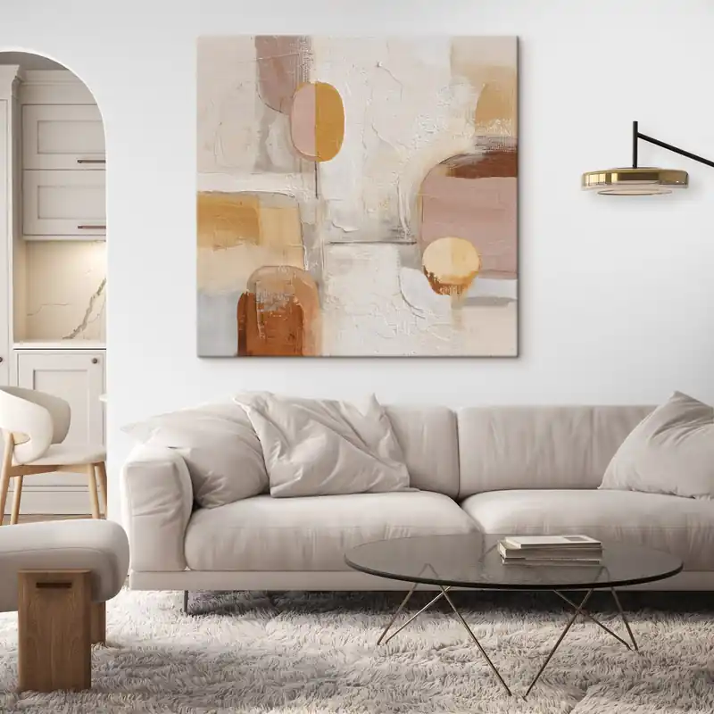 Pictură pe pânză Minimalism abstract în tonuri de bej-portocaliu Nr s45864 Expediere rapidă