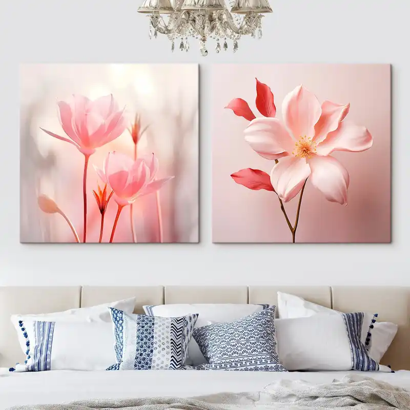 Pictură pe pânză Compoziție florală roz în stil modern Nr m00708 Cumpără online