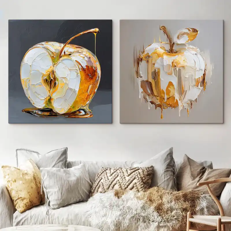 Pictură pe pânză Abstracție cu măr în interpretare modernă Nr m00746 Super ofertă