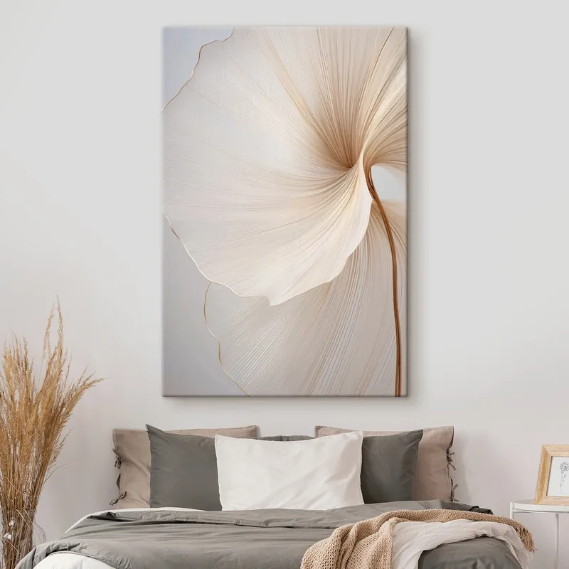 Super ofertă Pictură pe pânză Flori abstracte cu petale subțiri și delicate, în nuanțe de alb și bej Nr s45922