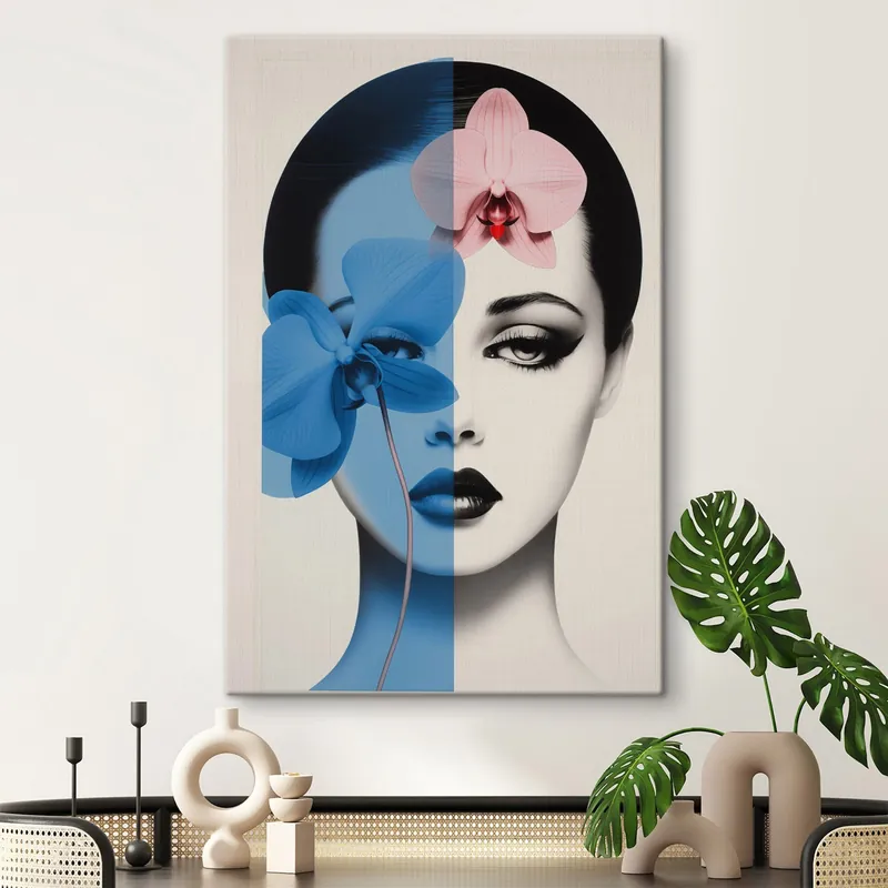 Reducere extra Pictură pe pânză Portret abstract al unei femei cu orhidee Nr s45924
