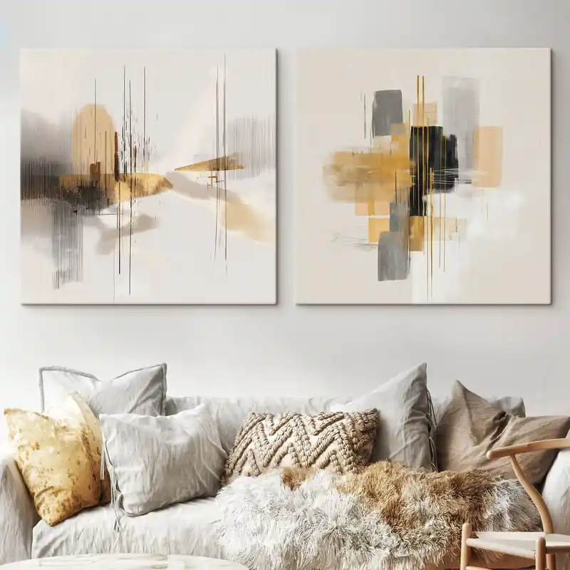 Reducere de preț Pictură pe pânză Compoziție artistică cu elemente grafice Nr m00740