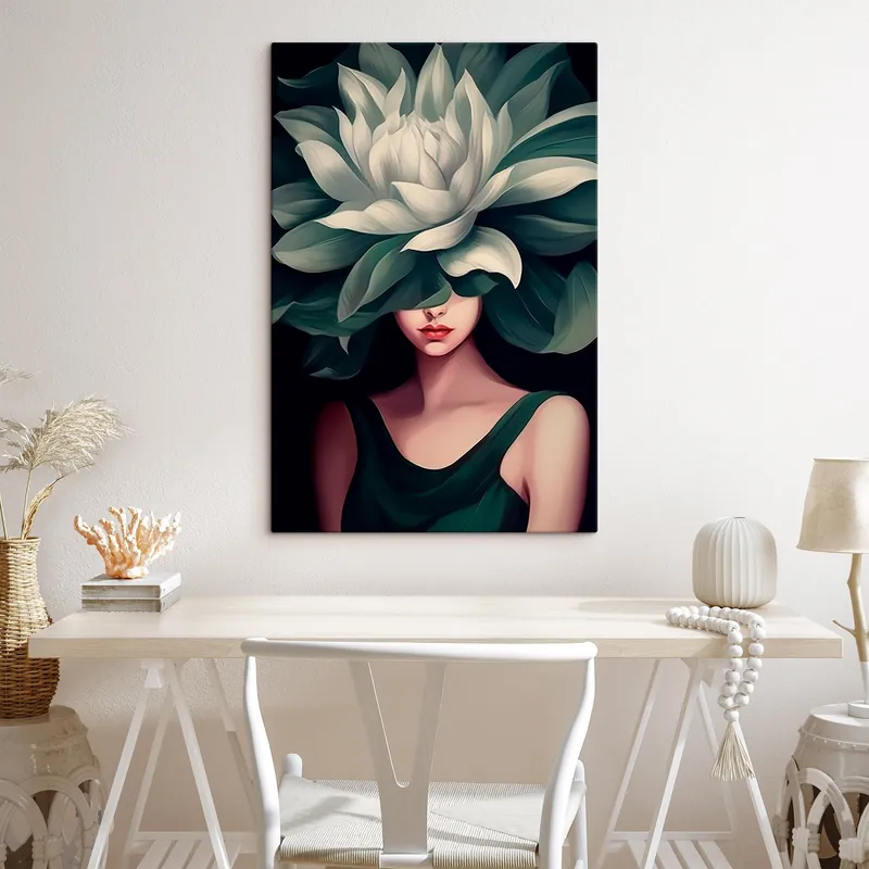 Pictură pe pânză Fată cu o floare Nr s46207 Reduceri