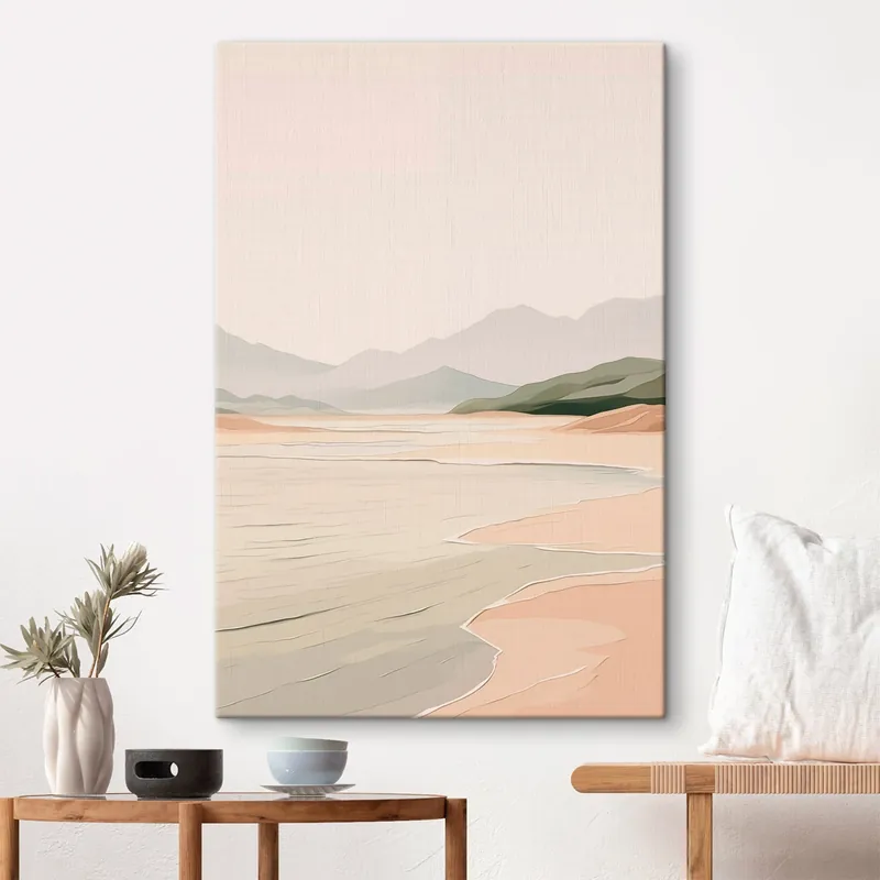 Pictură pe pânză Peisaj minimalist cu munți și țărm Nr s46248 Premium