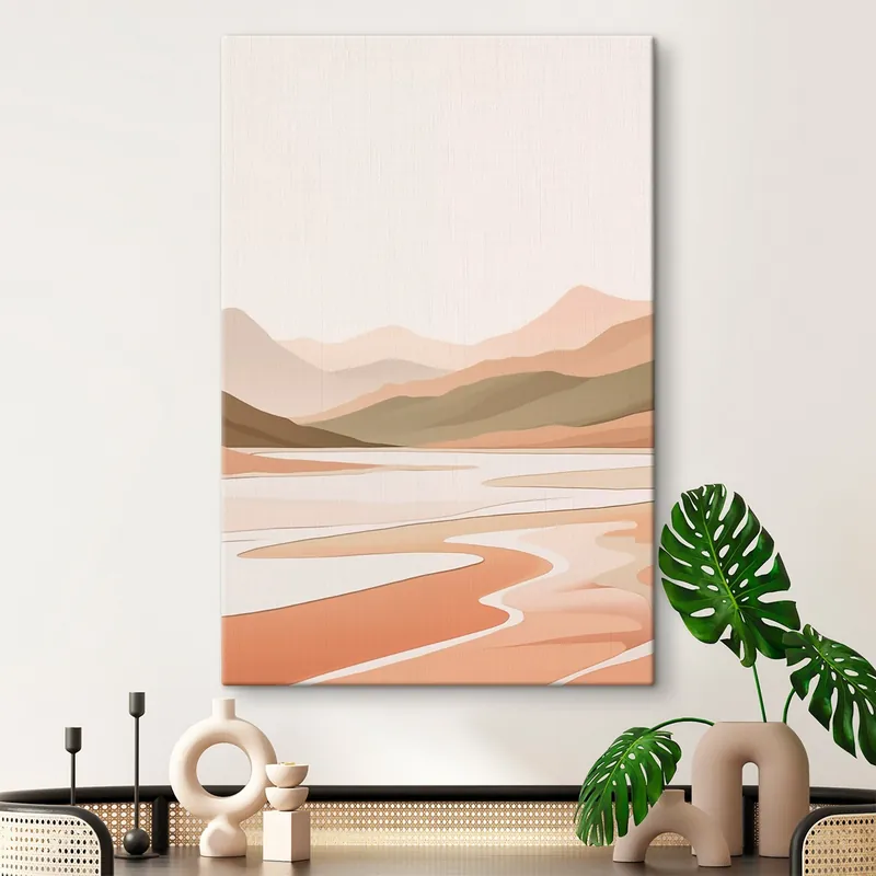 Preț redus Pictură pe pânză Peisaj abstract cu munți și râu Nr s46249
