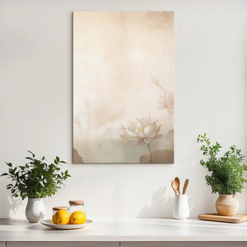 Pictură pe pânză Floare de lotus pe un fundal deschis Nr s46070 Plată sigură