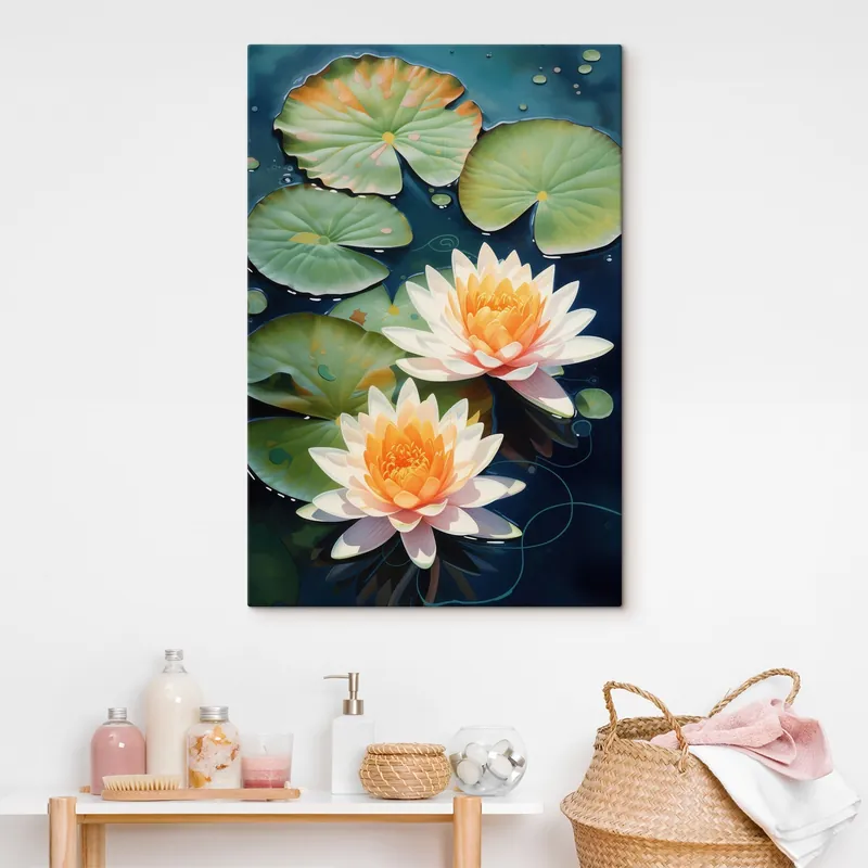 Pictură pe pânză Două flori de lotus Nr s46084 Reducere