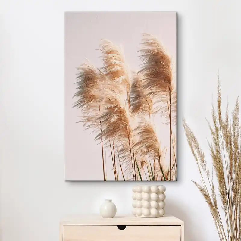 Pictură pe pânză Ierburi decorative pufoase pe un fundal deschis Nr s46157 Cel mai bun preț